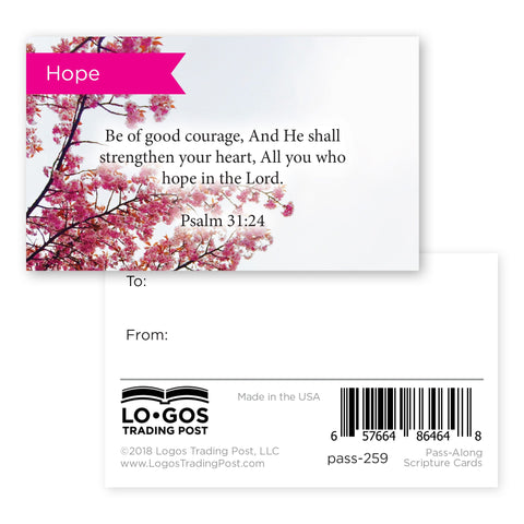 Pass Along Scripture Cards, Courage, Psalms 31:24, Pack 25