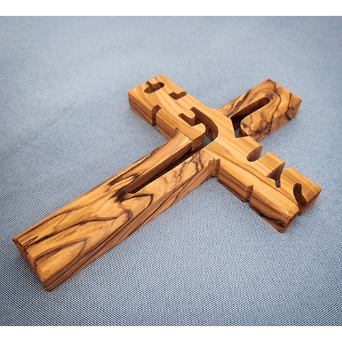 Olive Wood Wall Cross Jesus Cut Out (L)