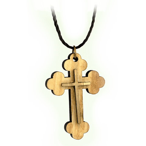 Wood Cross Necklace - Simple Greek Cross - Early Christianity
