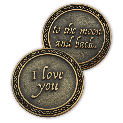 "I Love You to the Moon and Back" Romantic Love Expression Antique Gold Plated Coins