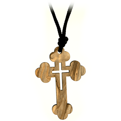 Logos Trading Post Latin Cross, Wooden Cross Necklace for Men & Women,  Certified Holy Land Olive Wood Orthodox Pendant Necklace from Bethlehem  Israel