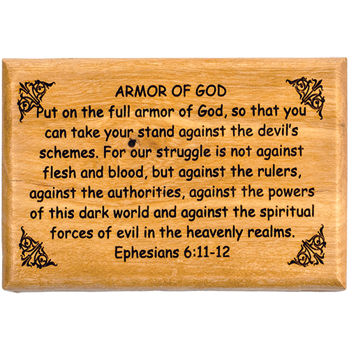 Olive Wood Bible Verse Fridge Magnets, Armor of God - Ephesians 6:11-12