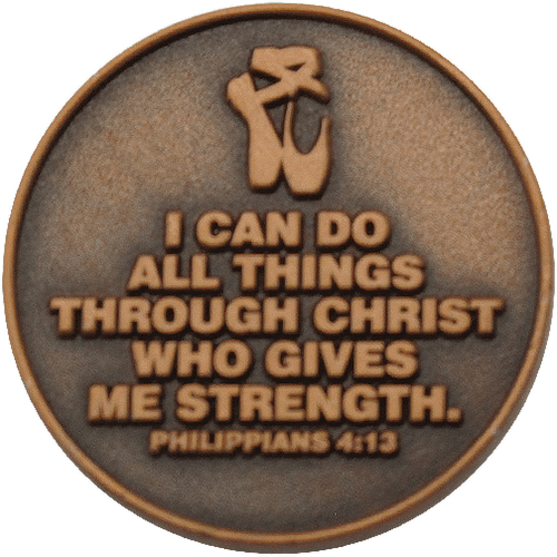 back of Christian dancing challenge coin