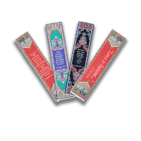 Fabric Bookmark Assortment #4 - 4 Woven Logos Bookmarks - Logos Trading Post, Christian Gift
