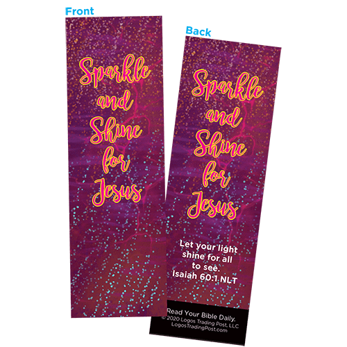 Children and Youth Bookmark, Sparkle and Shine for Jesus, Isaiah 60:1, Pack of 25, Handouts for Classroom, Sunday School, and Bible Study