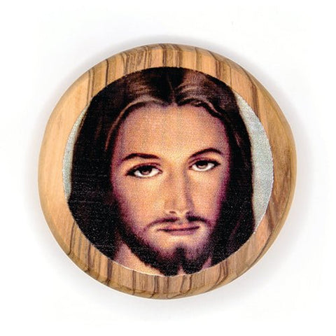 Divine Mercy of Jesus (Portrait) Olive Wood Icon Magnet
