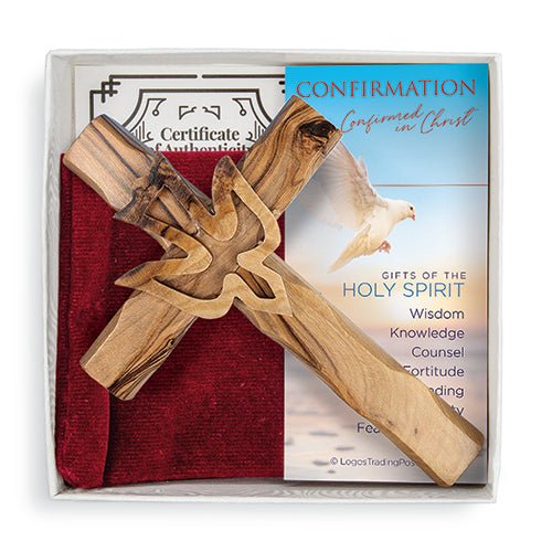Holy Spirit Dove Confirmation Olive Wood Sacrament Cross