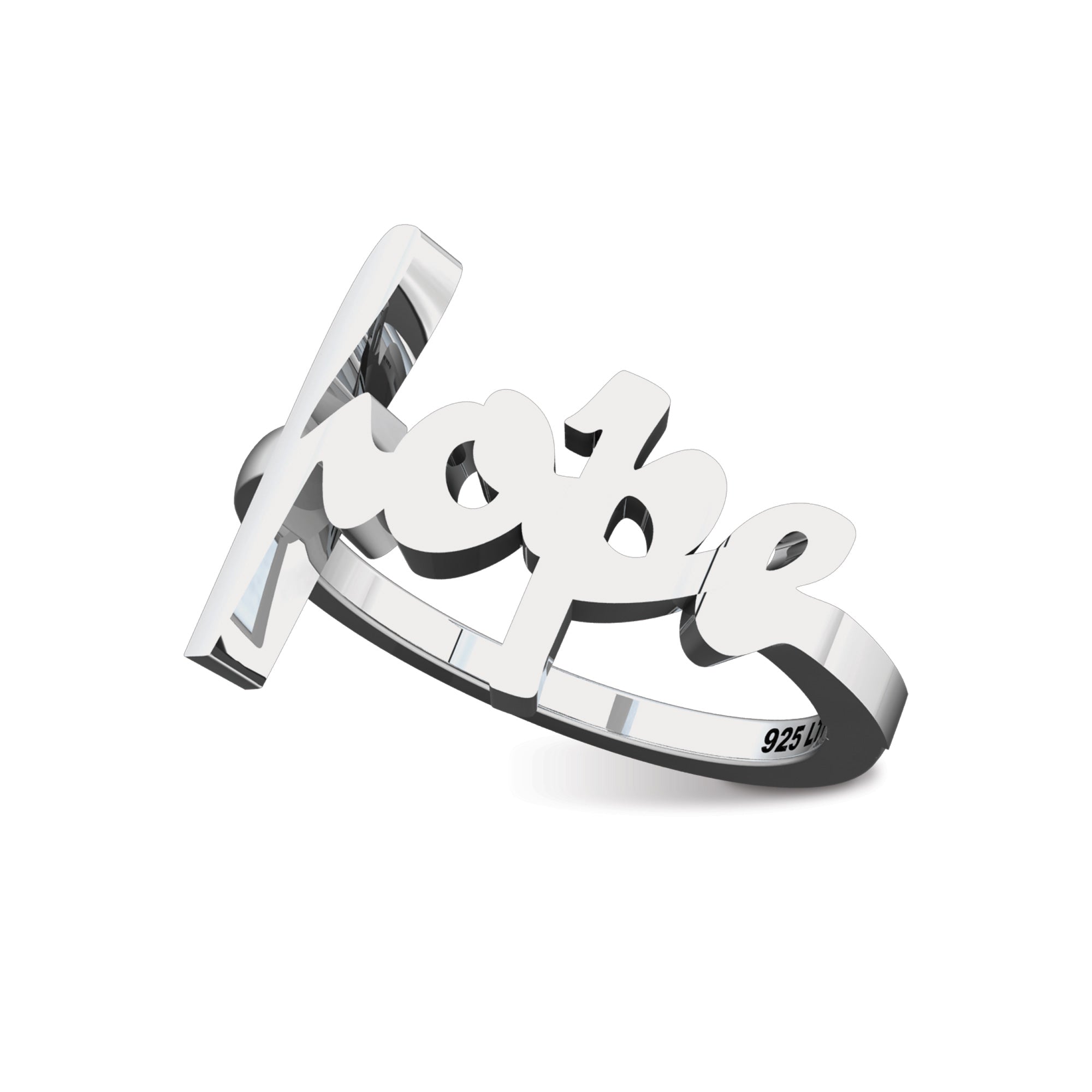 Hope Sterling Silver Script Cross Ring, Words of Life Collection