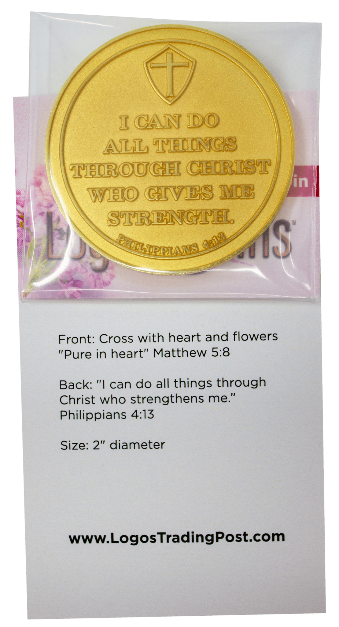 "Pure in Heart" Gold Plated Challenge Coin -  Philippians 4:13