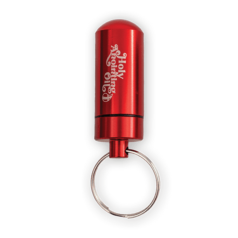 anointing oil container keychain, red