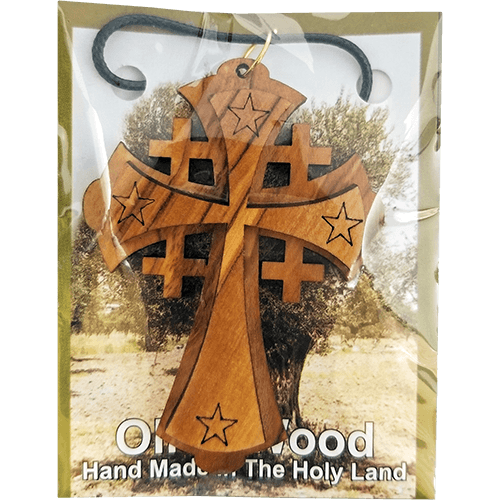 Olive Wood Jerusalem Cross Pendant
