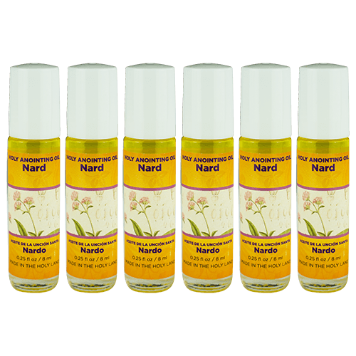 Nard Anointing Oil from Israel, Bulk Set of 6 Roll On Bottles, 1/4 oz Each, Made in the Holy Land of Jerusalem, Prayer Gift for Pastors & Priests, Aceite Ungido de Nardo
