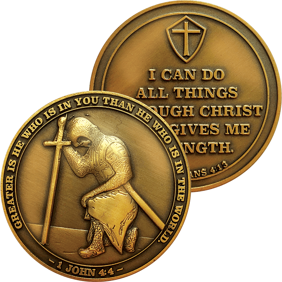 The Task Ahead Antique Gold Plated Challenge Coins - Philippians 4:13