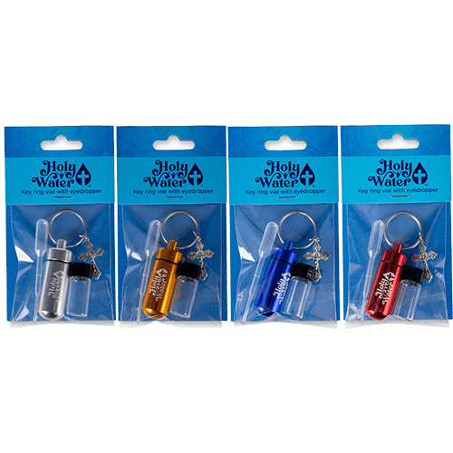 Holy Water Bottle Kits, Bulk Assortment of 4 - Blue, Red, Silver, & Gold