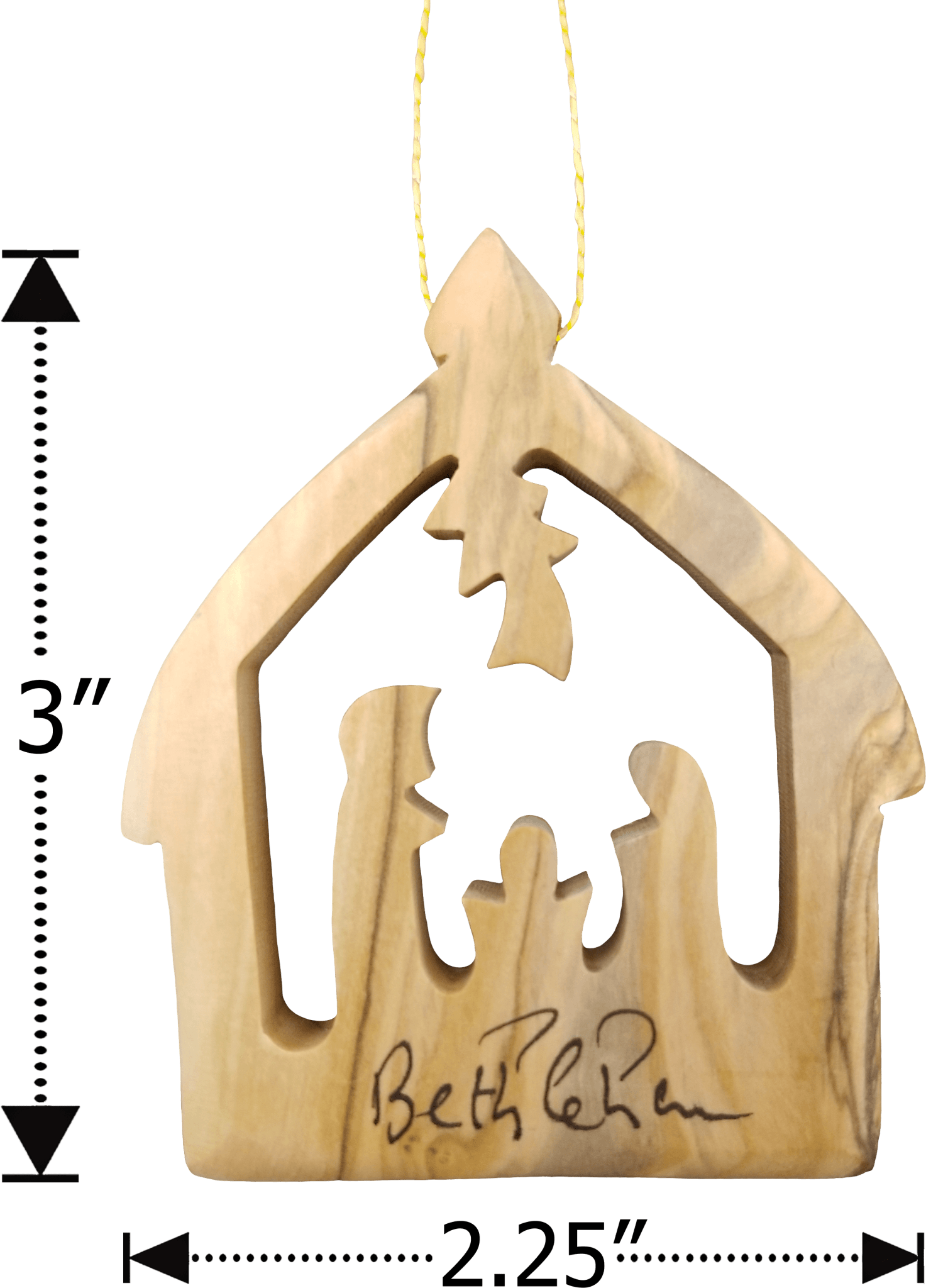 Olive Wood Bethlehem Nativity 3" Ornament