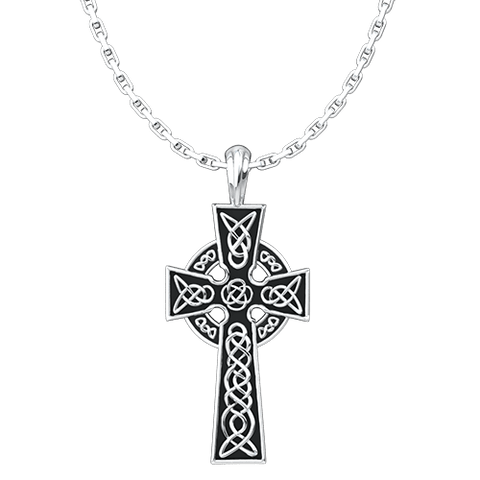 Celtic Cross Sterling Silver Pendant - 18 Inch Chain