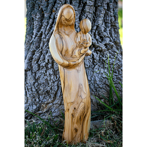 Holy Land Olive Wood Statue - Virgin Mary with Child