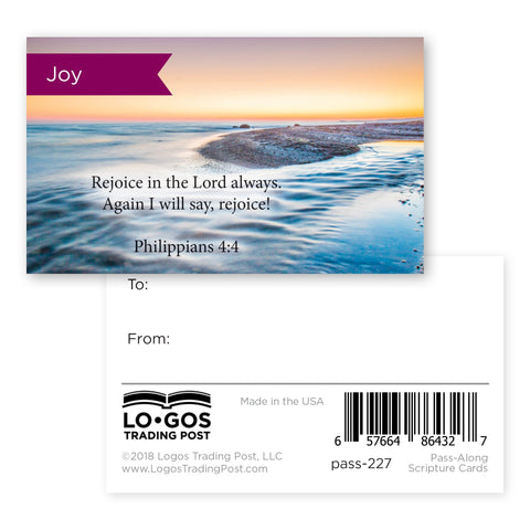 Joy, Rejoice Phil 4:4, Pass Along Scripture Cards, Pack 25