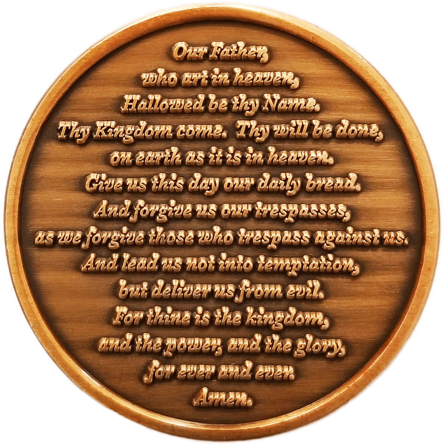 The Lord's Prayer Antique Gold Plated Christian Challenge Coin -  Matthew 6:9-13