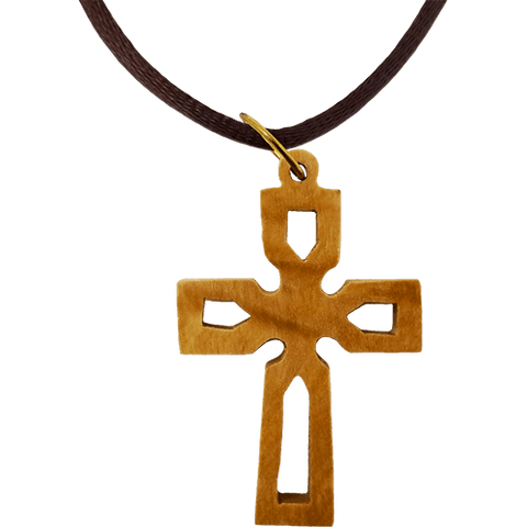 Olive Wood Celtic Cross Cut Out Necklace