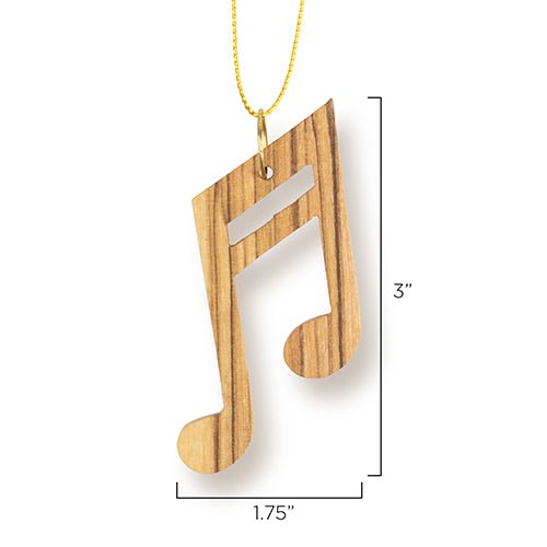 Sixteenth Note Christmas Ornament, Holy Land Olive Wood