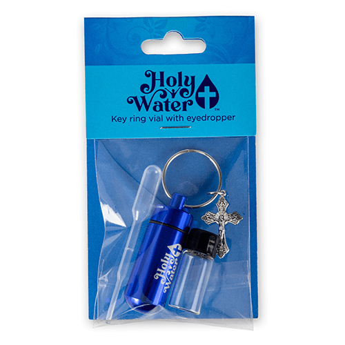 Catholic Holy Water Bottle Keychain Kit - Blue