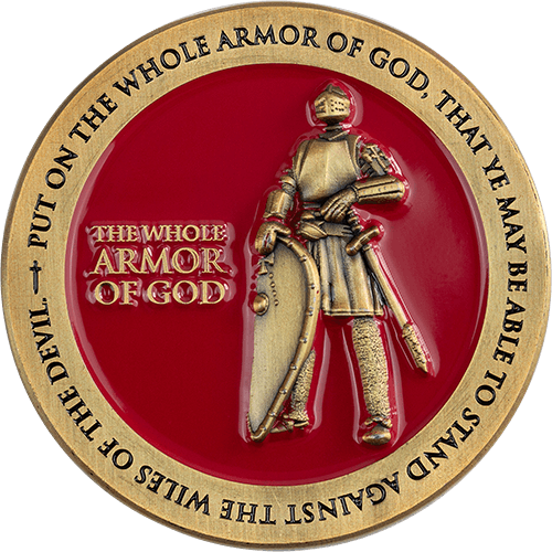 Front of Armor of God Antique Gold-Plated Religious Challenge Coin