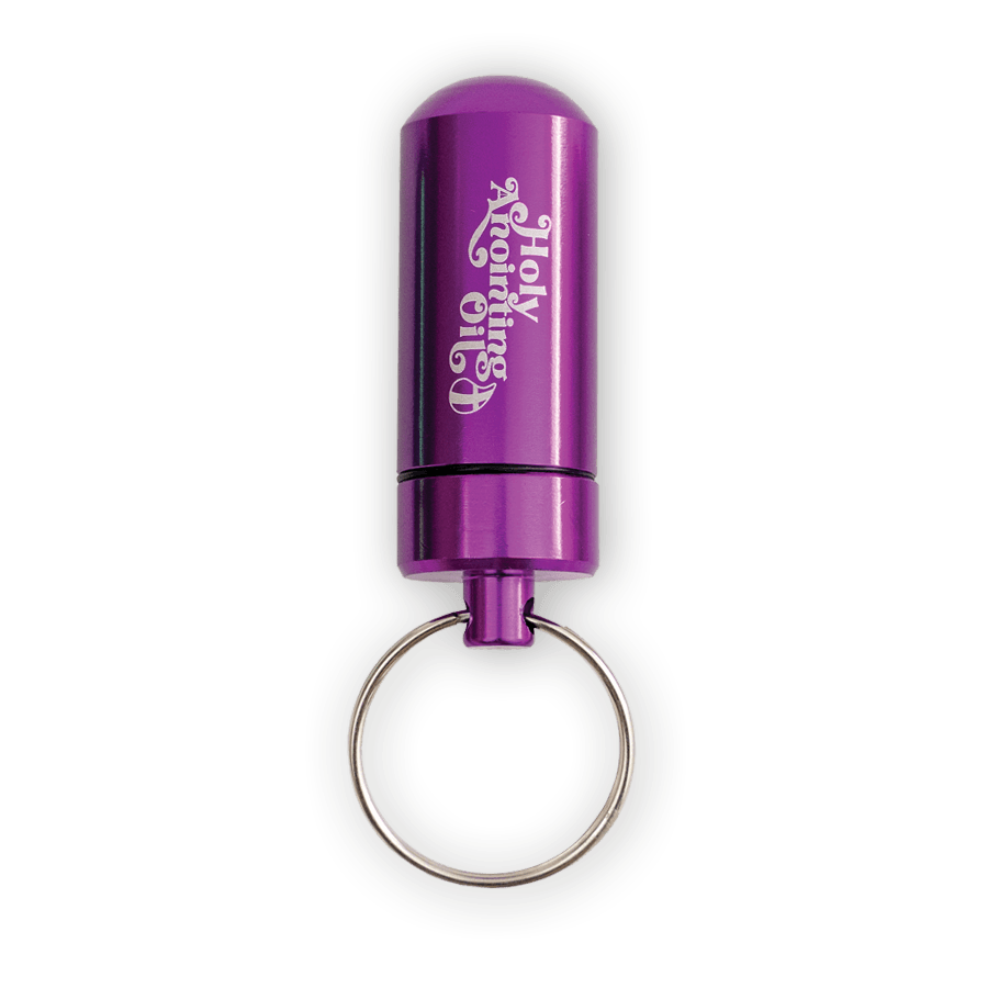 anointing oil container keychain, purple
