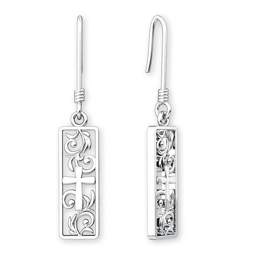 Sterling Silver Vineyard Cross Earrings Set