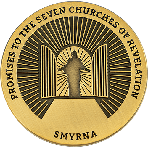 Smyrna, Seven Churches of Revelation Antique Gold Plated Challenge Coin Antique Gold Plated Prayer Gift