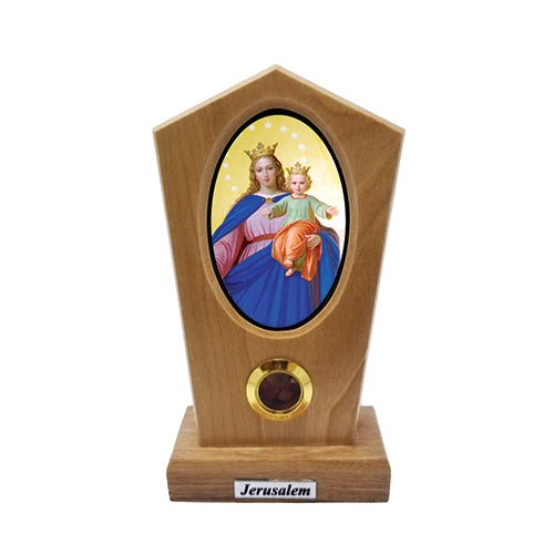 Mary Help of Christians Olive Wood Icon Plaque