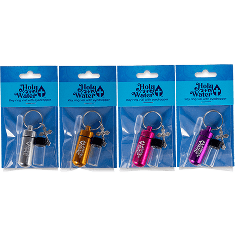 Holy Water Bottle Kits, Bulk Assortment of 4 - Silver, Gold, Pink, & Purple