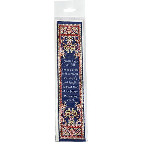 Woman of God, Bulk Pack of 4 Woven Fabric Bible Verse Bookmarks, Silky Soft & Flexible Religious Bookmarkers for Novels Books & Bibles, Memory Verse Gift, Traditional Turkish Woven Design
