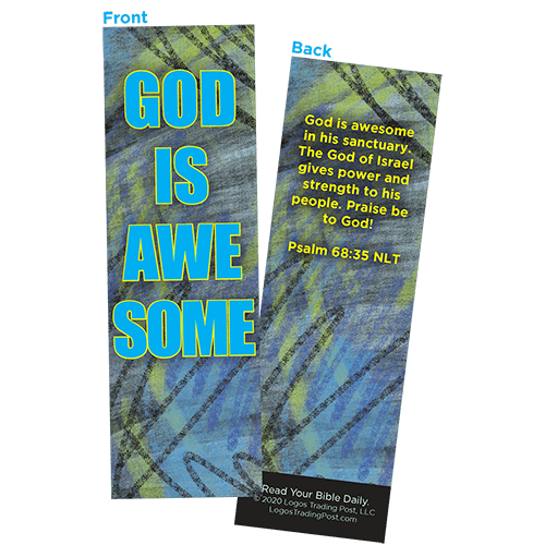 Children and Youth Bookmark, God is Awesome, Psalm 68:35, Pack of 25, Handouts for Classroom, Sunday School, and Bible Study