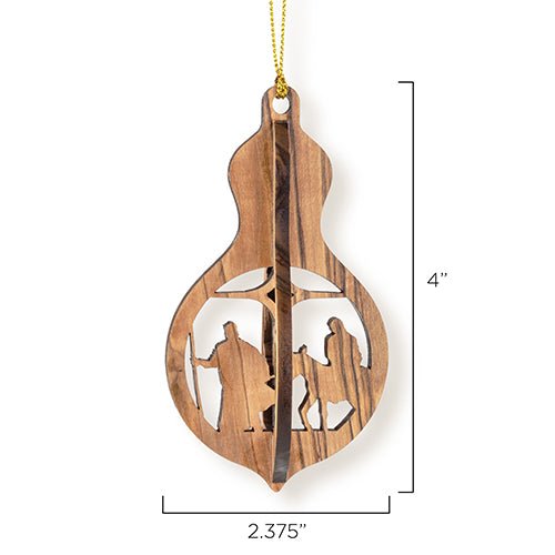 The Journey of Mary & Joseph, 3D Olive Wood Christmas Ornament
