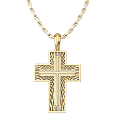 Gold Plated Sterling Silver Shining Cross Pendant with 18" Gold Plated Sterling Silver Chain