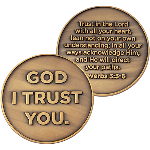 God I Trust You Christian Antique Gold Plated Challenge Coin front and back of the coin
