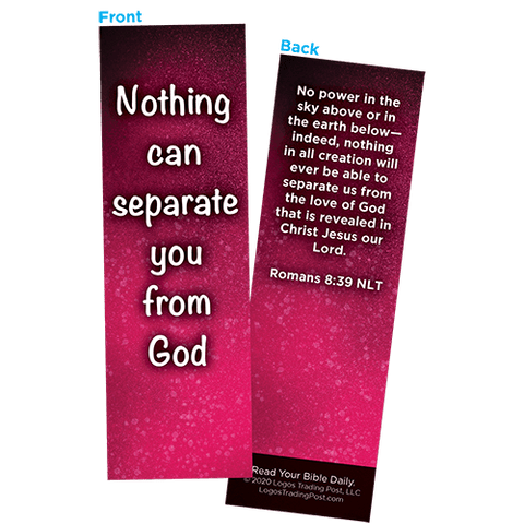 Children and Youth Bookmark, Nothing Can Separate You From God, Romans 8:39, Pack of 25, Handouts for Classroom, Sunday School, and Bible Study