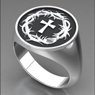 Crown of Thorns & Cross Ring (Sterling Silver) - Logos Trading Post, Christian Gift