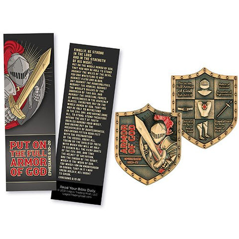 Armor of God Set: Spartan Warrior Bookmarks & Matching Challenge Coin