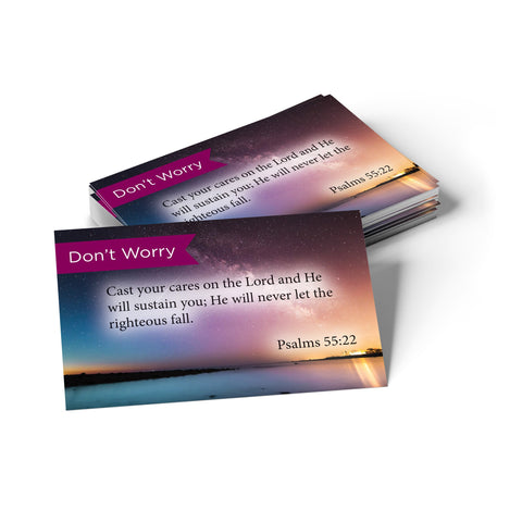 Don't Worry, Psalms 55:22, Pass Along Scripture Cards, Pack 25