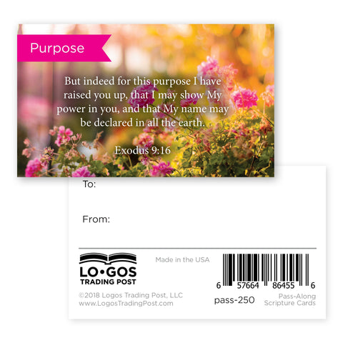 Pass Along Scripture Cards, Purpose, Exodus 9:16, Pack 25