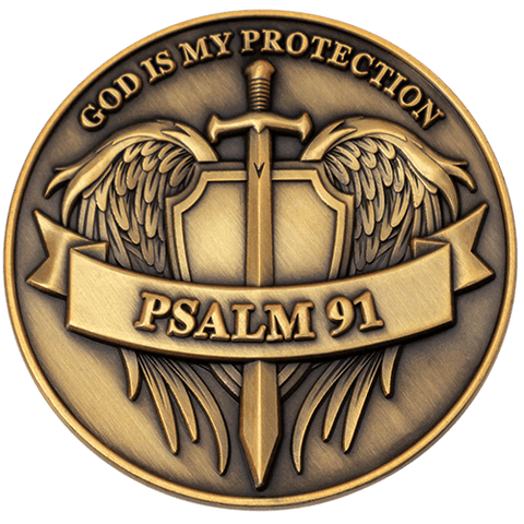Psalms 91 - God is My Protection Challenge Coin