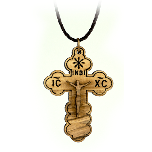 Small cross pendant in olive wood with Jesus 4 cm | online sales on  HOLYART.com