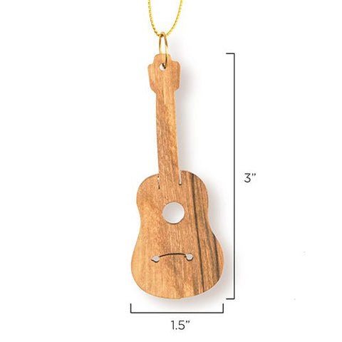 Acoustic Guitar Christmas Ornament, Holy Land Olive Wood