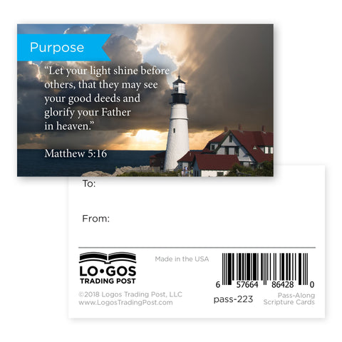 Purpose, Matt 5:16, Pass Along Scripture Cards, Pack 25