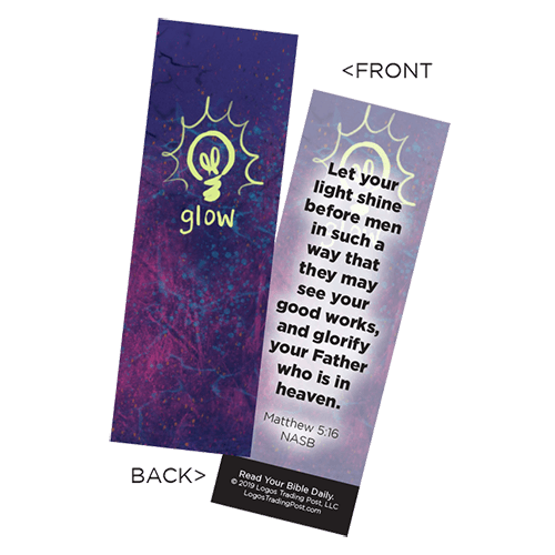 Children's Christian Bookmark, Glow, Matthew 5:16 - Pack of 25