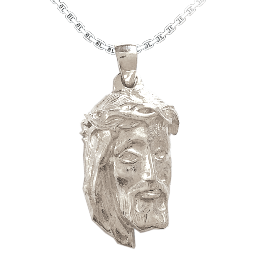 Jesus Savior Relief Sterling Silver Pendant with 18 inch chain