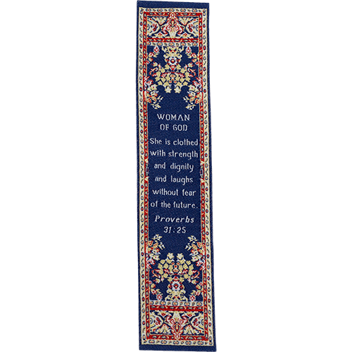 Mighty Woman of God, Themed Assortment of 4 Woven Fabric Bible Verse Bookmarks, Silky Soft & Flexible Religious Bookmarkers for Novels Books & Bibles, Woven Design, Memory Verse Gift