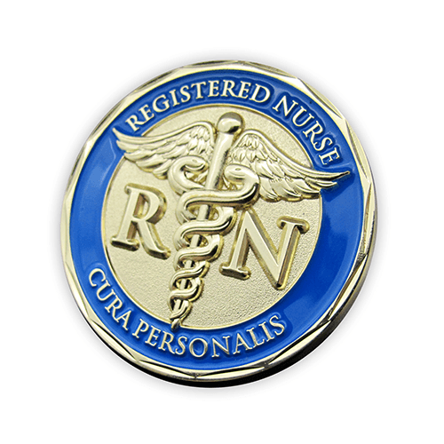 Nurse Gold Plated Challenge Coin With Psalm 91 and Cura Personalis